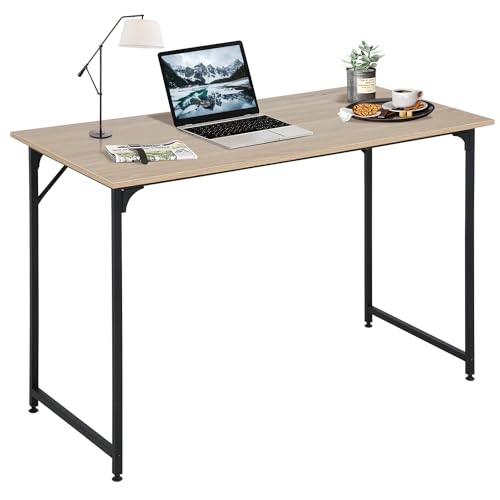 Dkelincs 40 Inch Small Computer Desk Home Office Desk Writing Desk Modern Simple Style Study Work Table with Metal Frame, Easy Assembly, Adjustable Feet, Water-Resistant, Scratchproof Surface, Nature - color: Nature, size: 40 Inch
