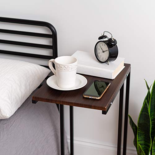 IRIS USA Wide C-Shape Side Table, Wood and Metal Frame End Table - style: Modern