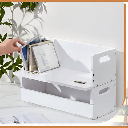 CroBlissful 4 Set Wooden CD Storage Box,Holds 144 CDs (36 Each), Stackable CD Holder Organizer with Magnetic Front Flap and Carrying Handles for DVDs, Cassette Tapes and Movie Cases (White) - color: White