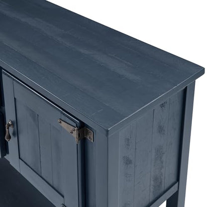 LKTART Solid Wood Farmhouse Console Table,Sofa Table with Storage Drawers and Shelves,Entryway Table for Entry Hallway Foyer Sofa Side Table,EasyAssembled (48" Navy Blue) - color: Navy Blue