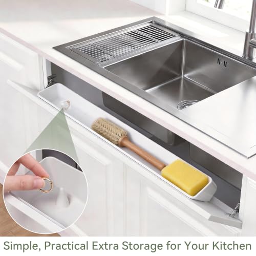 30" Tip Out Tray for Sink, Fits Cabinet Opening 32-3/5" Wide and Larger, Easy to Install, Sturdy Steel Hinges, Smooth Spring Mechanism, Maximize Space of the Unused False Drawer Front, 1 Pack - size: 30" x 2.1" x 3.8"
