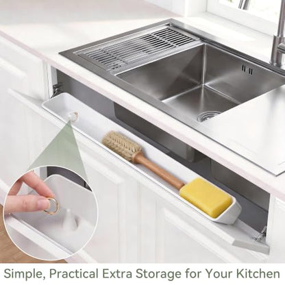 24" Tip Out Tray for Sink, Fits Cabinet Opening 26-1/2" Wide and Larger, Easy to Install, Sturdy Steel Hinges, Smooth Spring Mechanism, Maximize Space of the Unused False Drawer Front, 1 Pack - size: 24" x 2.1" x 3.8"