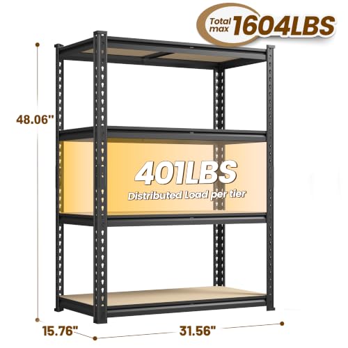 DurayLoly 4-Tier Storage Shelves, 1604LBS Adjustable Pantry Shelves, Metal Shelving Unit for Kitchen, Pantry, Closet, Laundry, Garage, 15.76" D × 31.56" W × 48.06" H - size: 48.06"H × 31.56"W × 15.76"D