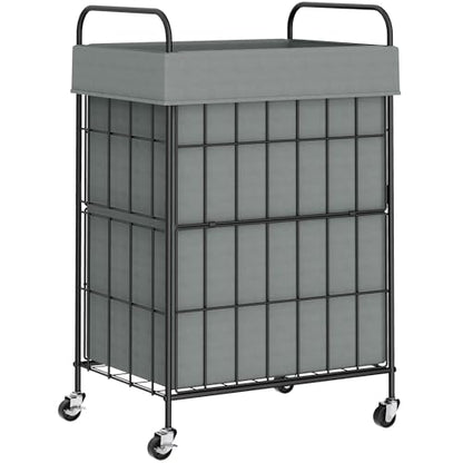90L Laundry Hamper with Wheels, Laundry Basket with Handle and Liner Bag | Lockable Casters; Reinforced Frame; Breathable Fabric; Space-Efficient Design - color: Grey, size: 90L-1 Section