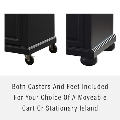 Crosley Furniture Alexandria Granite Top Small Portable Rolling Kitchen Island Storage Cart, Microwave Stand, Black - color: Black, style: Solid Grey Granite Top