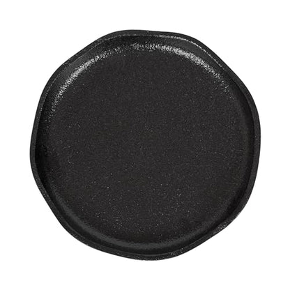 Kate and Laurel Alessia Modern Decorative Metal Drink Table; 8 x 8 x 22; Black; Round Cast Aluminum Pedestal Plant Stand with Rough Texture and Deckled Edge - color: Black