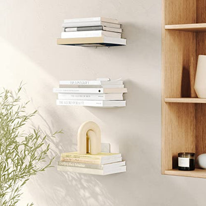 Umbra Conceal, Sturdy Metal Floating Bookshelf for Wall, Silver, Small, Set of 3 - size: Set of 3, Small