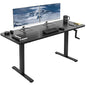 VIVO Manual Height Adjustable 60 x 24 inch Stand Up Desk, Black Solid One-Piece Table Top, Black Frame, Standing Workstation with Foldable Handle, DESK-KIT-MB6B | Manual, Holds 110 lbs, Sit Stand, Height Adjustable, Solid One-Piece Table Top, Home Office,