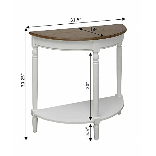 Convenience Concepts French Country Half-Round Entryway Table with Shelf, Driftwood/White - color: Driftwood/White