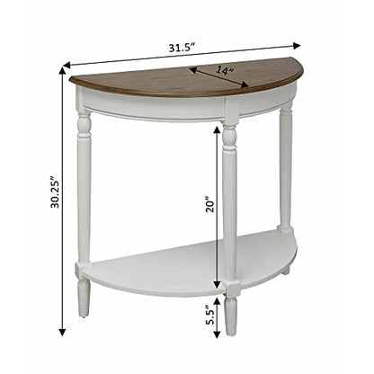 Convenience Concepts French Country Half-Round Entryway Table with Shelf, Driftwood/White - color: Driftwood/White