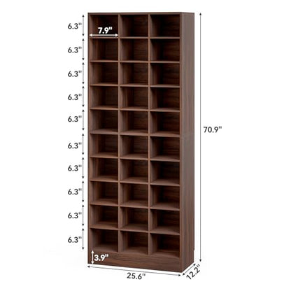 LITTLE TREE 70.9" Tall Shoe Rack, 10-Tier Freestanding Shelf, Max. Store 30 Pairs, Shoe Cabinet Organizer for Living Room, Entryway, Cloakroom, Brown - color: Brown