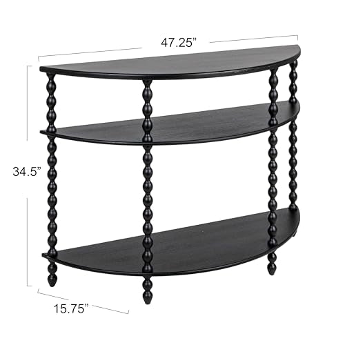 Creative Co-Op 3-Tier Curved Accent Table with Beveled Shelves and Doweled Legs, Matte Black Finish - color: Black, size: 47.25"L x 15.75"W x 34.5"H