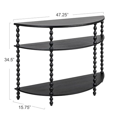 Creative Co-Op 3-Tier Curved Accent Table with Beveled Shelves and Doweled Legs, Matte Black Finish - color: Black, size: 47.25"L x 15.75"W x 34.5"H