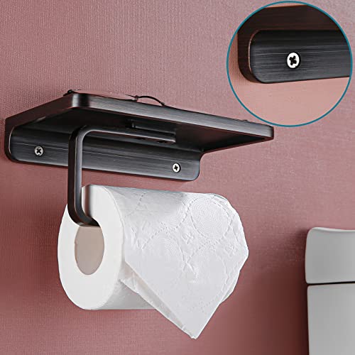 RANDOM Oil Rubbed Bronze Toilet Paper Holder with Phone Shelf Wall Mounted Toilet Tissue Holder Solid Metal Toilet Paper Roll Holder.RD93008-ORB - color: B-oil Rubbed Bronze