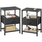 Huuger Nightstand Set of 2, Night Stand with Fabric Drawer, Mesh Shelf, Side Table with Storage, Fabric Drawer Dresser, Open Shelf, Metal Frame, Bedroom, Black - color: Black