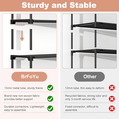 32.3" Widening Design Shoe Rack for Closet 16 Pairs Small Spaces Non-Woven 3 Tier Shoe Organizer Stackable Metal Shoe Shelf for Entryway, Bedroom - color: Black