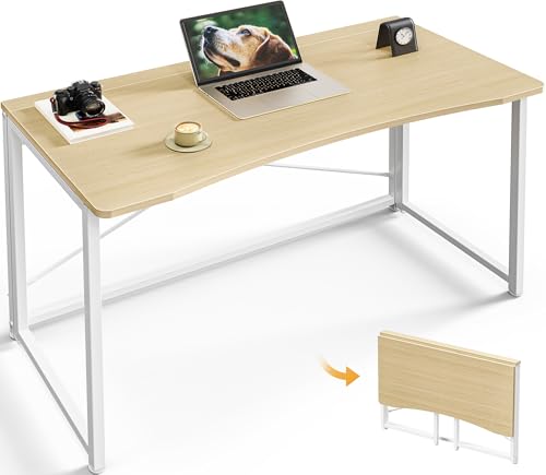 Huuger Folding Desk for Small Spaces, 31.5 Inch Foldable Computer Table, Easy Assembly, for Home Office, Study, Bedroom, Dorm, Space Saving, Small Writing Work Office Computer Desk, Oak - color: Oak, size: 18.9"D x 39.4"W