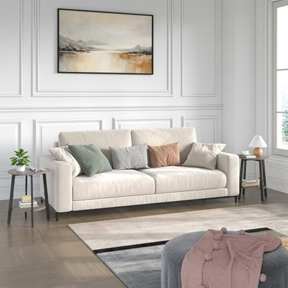 sthmec Side Table, Small Round End Table with Storage Shelf for Small Space, 2-Tier Bedside Table Sofa Couch Table, Round Accent Table Nighstands for Living Room, Bedroom, Grey - color: Grey