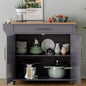 Wood Kitchen Island with Storage, Wooden Rolling Kitchen Island On Wheels with Countertop, Mobile Kitchen Island Cart with Towel Rack, Spice Rack, Adjustable Shelf and Drawers, Grey - color: Grey