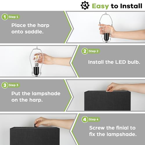 Set of 2 Touch Control Table Lamps with 2 USB Ports&AC Outlet, 3-Way Dimmable Modern Nightstand Lamp Sets, Bedside Black Lamps for Bedroom Living Room End Tables Reading, Bulbs Included, Black Shade | 3 Way Dimmable, Touch Control, Black Fabric Shade, Des