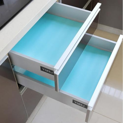 Bloss Blue Shelf Liner Non Adhesive Drawer Liners 12 x 236 inch BPA Free Waterproof Drawer Mat for Kitchen, Cabinets, Bathroom, Cupboard, Shelves - color: Blue, size: 12"W x 236"L