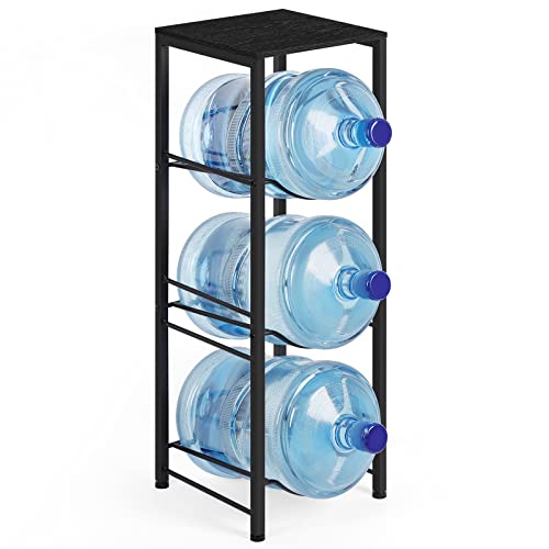 OYEAL Water Bottle Holder Organizer 5 Gallon Water Jug Stand with Shelves, 3-Tier Water Bottle Dispenser Stand for Kitchen Living Room Office, Black - style: Square Tube Black