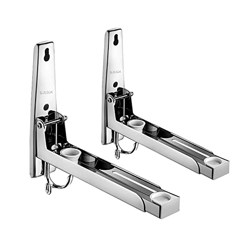 Hovico Stainless Steel Microwave Oven Rack,Retrackable Foldable Microwave Oven Wall Mounted Stand Holder Rack Bracket With Removable Hook - color: Style B