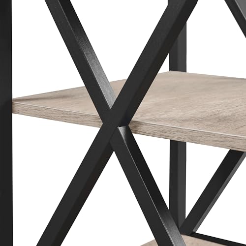 Yaheetech End Table Living Room, 3-Tier Side Table with Storage Shelves for Home Office, Industrial X Design Sofa Tables with Strong Metal Frame, Easy Assembly, Gray - color: Grey