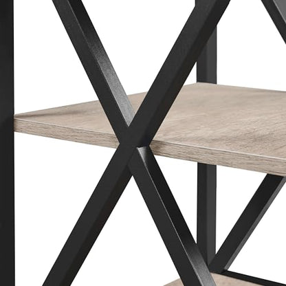 Yaheetech End Table Living Room, 3-Tier Side Table with Storage Shelves for Home Office, Industrial X Design Sofa Tables with Strong Metal Frame, Easy Assembly, Gray - color: Grey