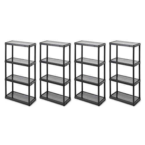 Gracious Living 4 Shelf Fixed Height Solid Light Duty Storage Unit 12 x 24 x 48" for Home, Garage, Basement, & Laundry, Black (4 Pack) - color: 4 Shelf - Black, size: 4 Pack