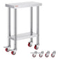 Vevor Stainless Steel Work Table with Wheels 24 x 12 x 32 Inch Prep Table with 4 Casters Heavy Duty Work Table for Commercial Kitchen Restaurant Business : Industrial & Scientific - size: 24*12*34In, style: With Caster