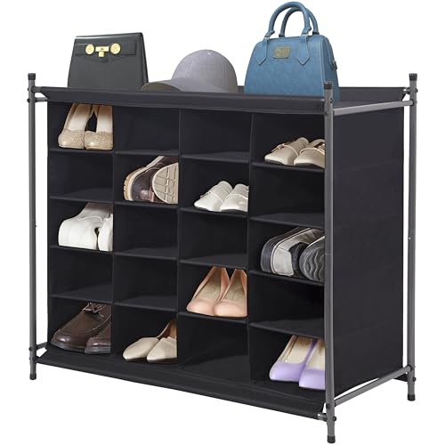 STORAGE MANIAC Stackable Shoe Cubby Organizer, Free Standing Shoe Cube Rack for Entryway, Bedroom, Apartment, Closet, 20-Cube Black - color: Black, size: 20-Cube