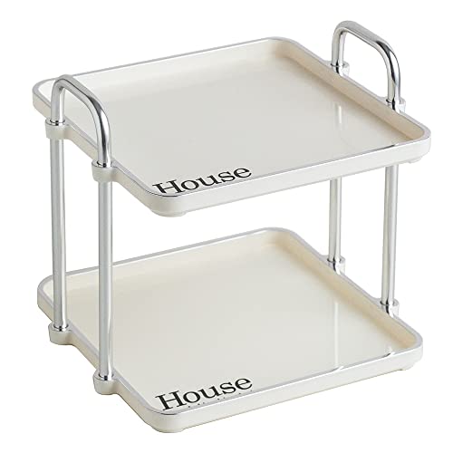 7.87 Inch Desktop 2-Layer Storage Rack,Countertop Storage Shelf for Bathroom, Kitchen, Living Room, Bedroom, Dressing Table,White - size: 7.87 Inch