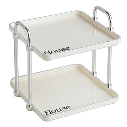 7.87 Inch Desktop 2-Layer Storage Rack,Countertop Storage Shelf for Bathroom, Kitchen, Living Room, Bedroom, Dressing Table,White - size: 7.87 Inch