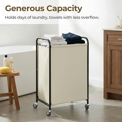 GRANNY SAYS 110L Laundry Hamper, Large Laundry Basket with Wheels and Handles, Durable and Sturdy Rolling Cart for Laundry Room, Bathroom, Bedroom, Beige - color: Beige, size: 110L
