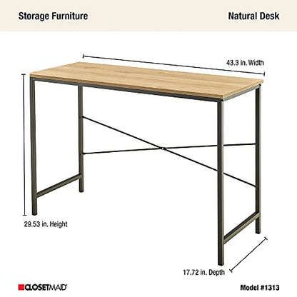 ClosetMaid Writing Desk or Console Table for Office, Entryway or Living Room, Industrial Modern Design, Wood with Black Metal Frame, Natural Finish - color: Natural