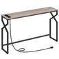 MAHANCRIS 44.9" Sofa Table, 9.4" Narrow Console Table with Charging Station, Couch Table Behind Sofa with Outlet, Entryway Table with Display Shelf, Living Room, Greige CTHG113E01 - color: Greige + Black