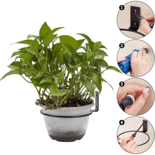 WADORN 6Pcs Flower Pot Holder, 6 inch Wall Flower Pot Holder Ring Plant Hanger with Screws Black Heavy Duty Iron Plant Holder Ring for Home Garden Fence Balcony Indoor Outdoor Pots