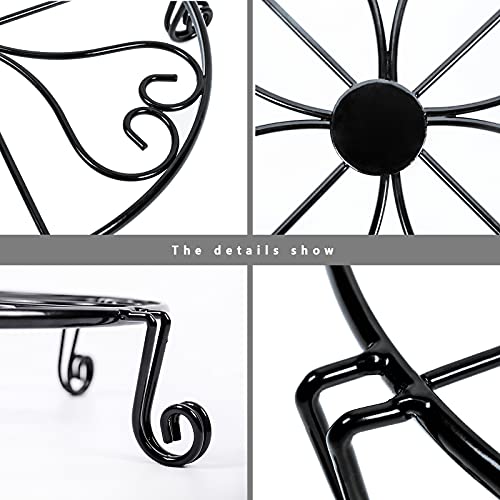 NSYOOMH 1 pack 10"-12" Metal Plant Stand Outdoor, for Flower Pot Heavy Duty Potted Holder Round Wrought Rustproof Iron Planter Stand, plant Stands Indoor Clearance and Outdoor patio - 10 Inches Black