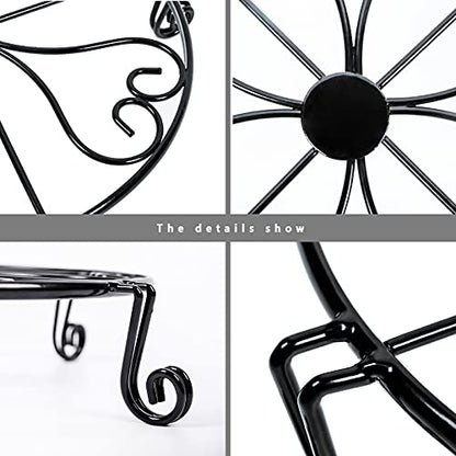 NSYOOMH 1 pack 10"-12" Metal Plant Stand Outdoor, for Flower Pot Heavy Duty Potted Holder Round Wrought Rustproof Iron Planter Stand, plant Stands Indoor Clearance and Outdoor patio - 10 Inches Black