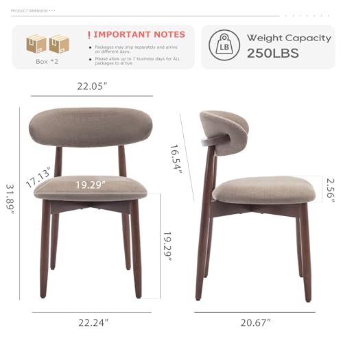 COLAMY Wooden Dining Chairs Set of 4, Modern Fabric Upholstered Dining Room Chair, Farmhouse Kitchen Chairs with Foot Pegs, Camel - color: Camel, size: Set of 4