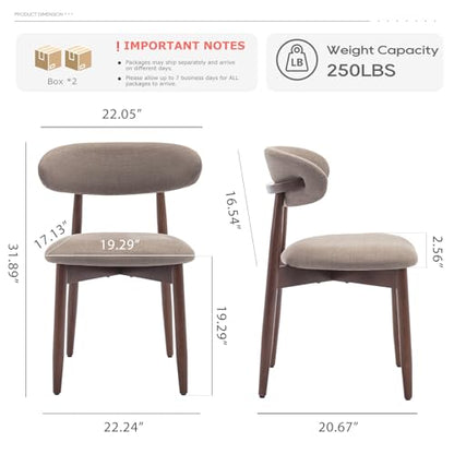COLAMY Wooden Dining Chairs Set of 4, Modern Fabric Upholstered Dining Room Chair, Farmhouse Kitchen Chairs with Foot Pegs, Camel - color: Camel, size: Set of 4