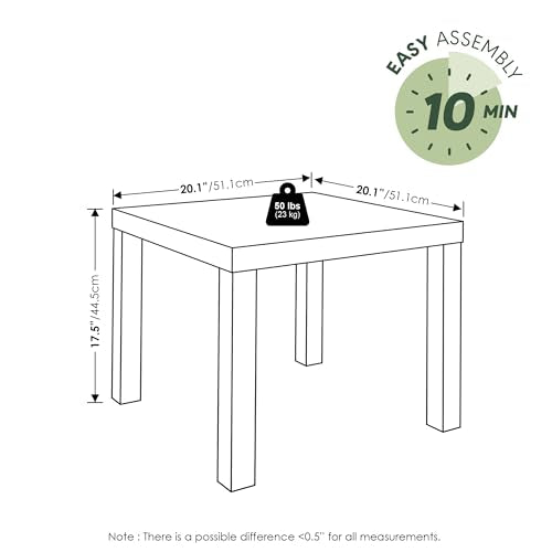 Furinno Classic Set of 3 Living Room Table, Printer Stand, White | 1.8 Inch Thick Tabletop, Modern Rectangle Coffee Table with 2 Square Side Tables, End Tables, for Living Room, Home Office - color: White, size: Set of 3