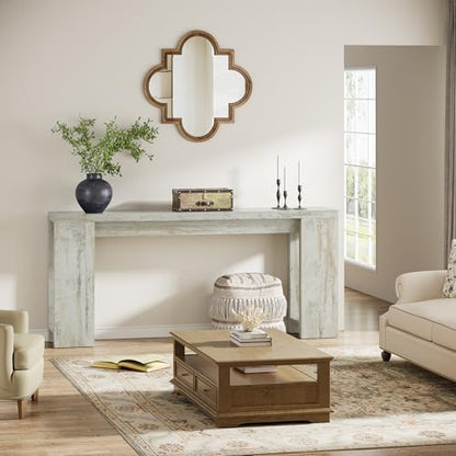 Tribesigns 70.9-Inch Extra Long Console Table, Farmhouse Wood Sofa Table Behind Couch, Narrow Entryway Accent Table for Living Room, Hallway, Entrance, Foyer (Distressed White) - color: Distressed White