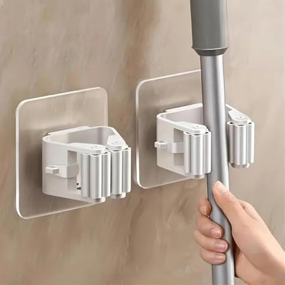 Command-Style Broom Holder Wall Mount – No Drill Adhesive Mop Holder for Bathroom & Kitchen Storage (2)