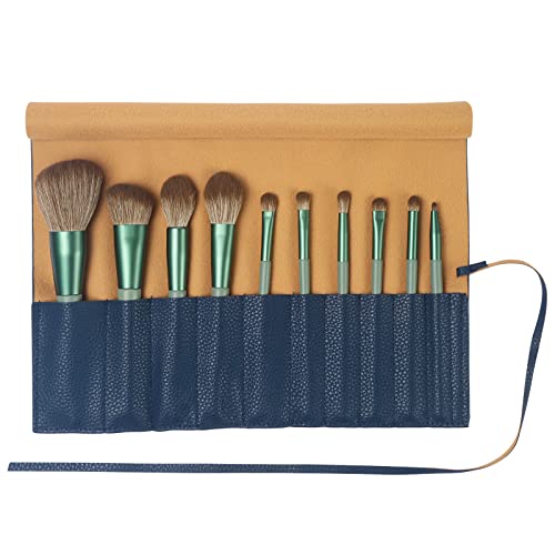 Bird&Fish Makeup Brush Case Travel, makeup brush case roll up,brush holder makeup,Holder Organizer Brushes Pouch Cosmetic Bag for Travel，Rolling Bag Storage Case PU Leather - color: New Dark Blue