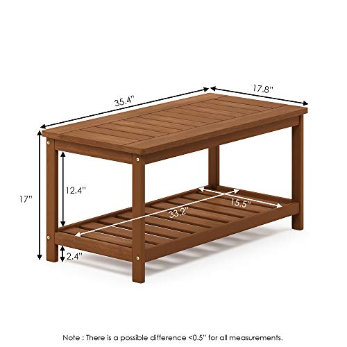Furinno FG18508 Tioman Hardwood Patio Furniture 2-Tier Coffee Table in Teak Oil, Natural - color: Natural, size: 17.8"D x 35.3"W x 17.0"H (2 tier)