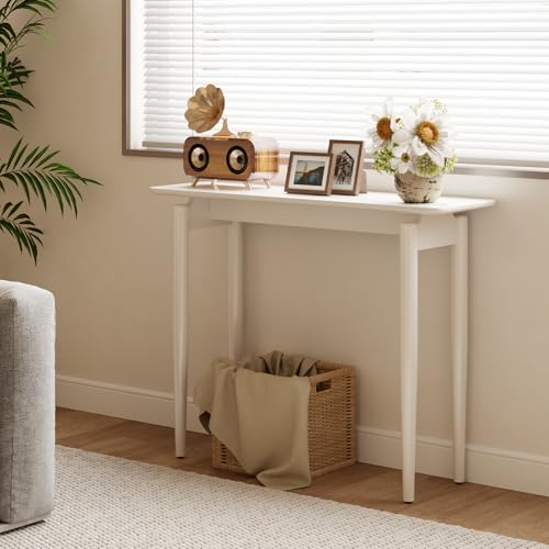AQIMUELE Wood Console Table White Entryway Table, Thin Console Table, Sofa Tables for Living Room (39.4'') - color: White, size: 39.4"W x 11.8"D x 29.9"H