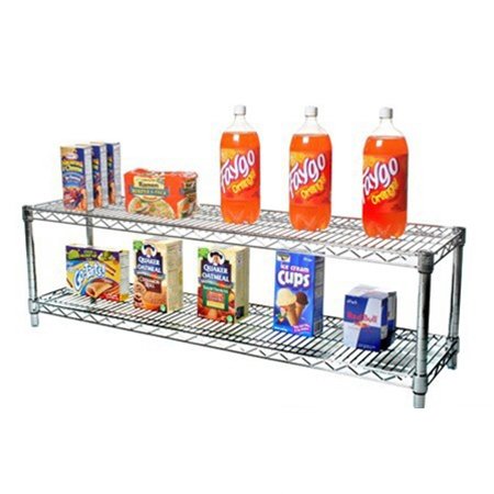 Shelving Inc. 12" d x 48" w Chrome Wire Shelving with 2 Tier Shelves, Weight Capacity 800lbs Per Shelf - size: 12"d x 48"w x 14"h