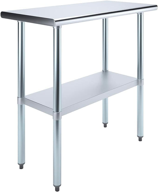 18" x 36" Stainless Steel Prep Table – NSF Certified Heavy Duty Work Table for Home & Commercial Use – Galvanized Undershelf & Legs - size: 36x18